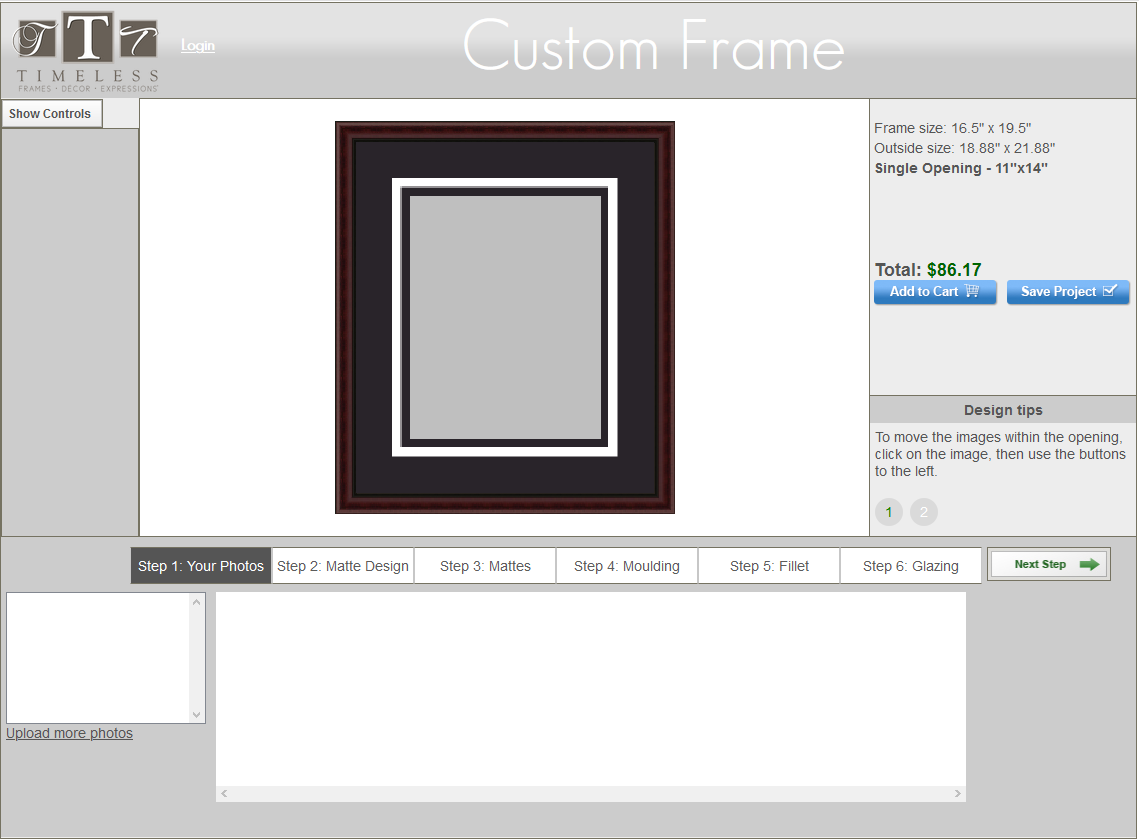 Timeless Frames - Custom Framing Application